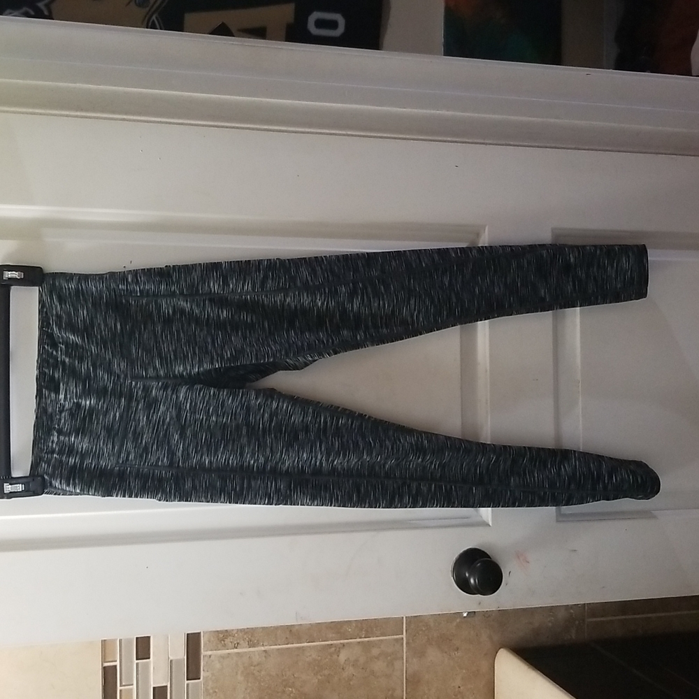 Female leggings - Dark with silver tiger stripe pattern. Very comfortable